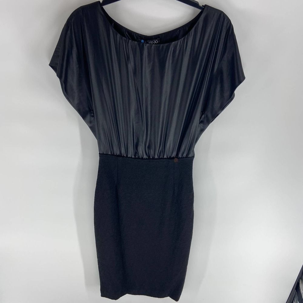 Liu Jo Shimmer cap sleeve Black Career Mini Pencil Skirt Dress NWT Womens XS